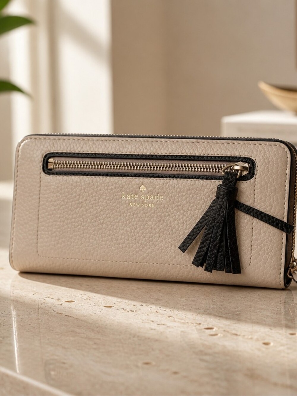 Kate Spade Leather Tassel Zip Wallet